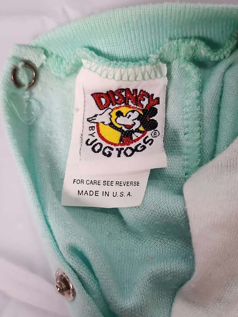 Disney Jog Togs Minnie Mouse Roller Skating Romper Mint Green Medium USA VTG